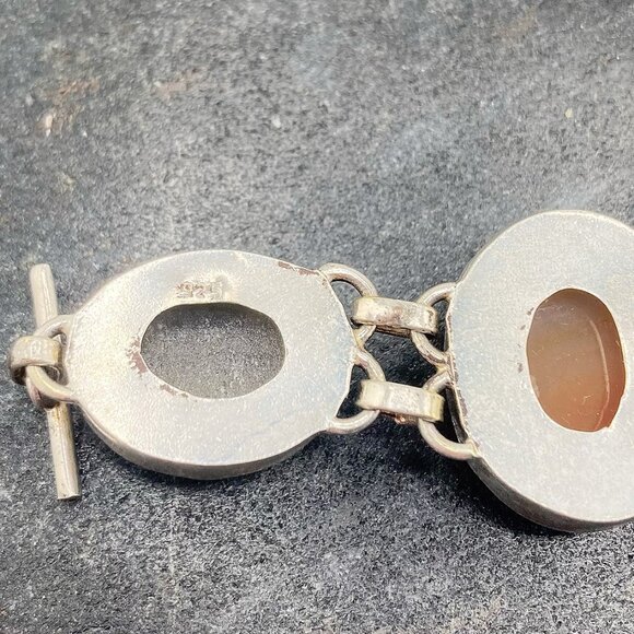 VINTAGE Sterling silver, fluorite, red obsidian, & possibly carnelian bracelet - Picture 10 of 12